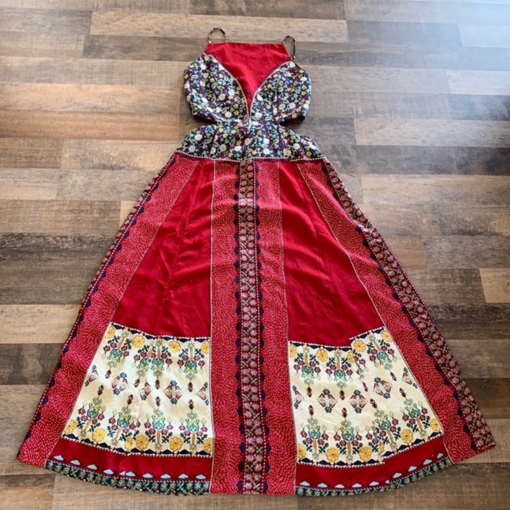 Farm Rio Maxi Dress With Side Cutouts